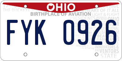 OH license plate FYK0926