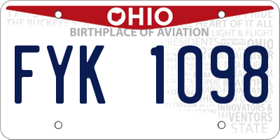 OH license plate FYK1098