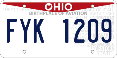 OH license plate FYK1209