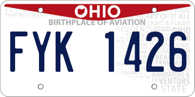 OH license plate FYK1426