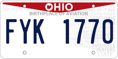 OH license plate FYK1770