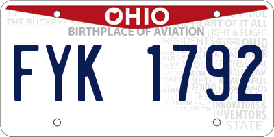 OH license plate FYK1792