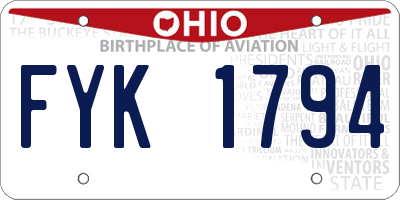 OH license plate FYK1794