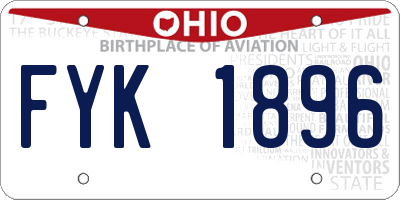 OH license plate FYK1896