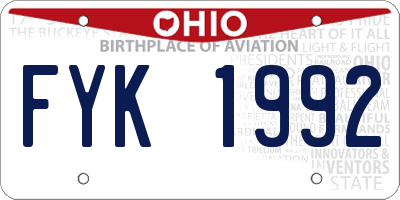 OH license plate FYK1992