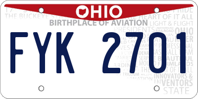 OH license plate FYK2701