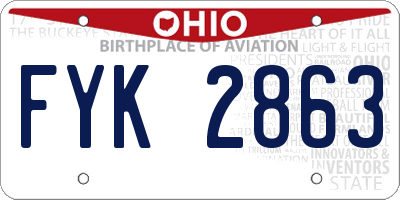 OH license plate FYK2863