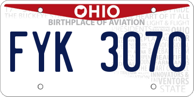 OH license plate FYK3070