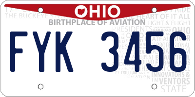 OH license plate FYK3456