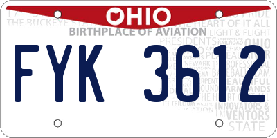 OH license plate FYK3612