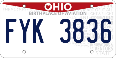 OH license plate FYK3836