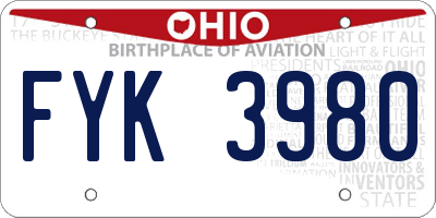 OH license plate FYK3980