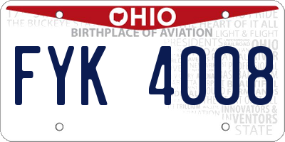 OH license plate FYK4008