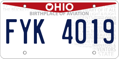 OH license plate FYK4019