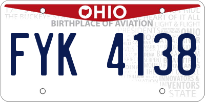 OH license plate FYK4138