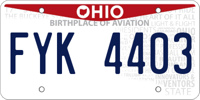 OH license plate FYK4403