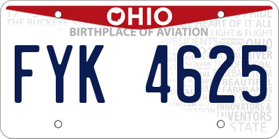 OH license plate FYK4625
