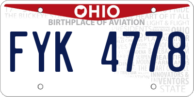 OH license plate FYK4778