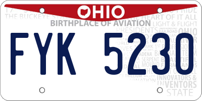 OH license plate FYK5230