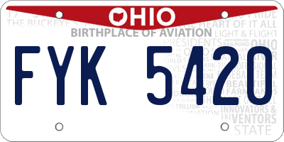 OH license plate FYK5420