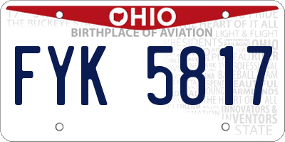 OH license plate FYK5817