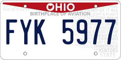 OH license plate FYK5977