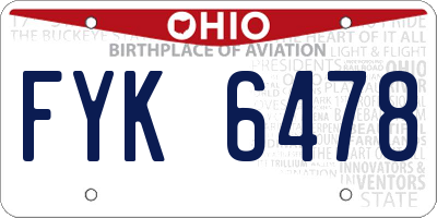 OH license plate FYK6478