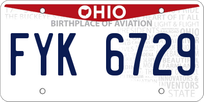 OH license plate FYK6729