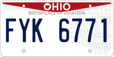 OH license plate FYK6771