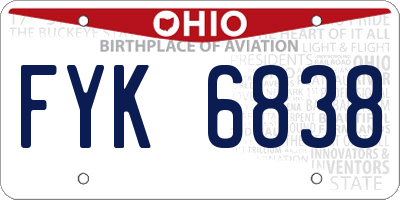 OH license plate FYK6838