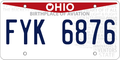 OH license plate FYK6876