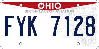 OH license plate FYK7128