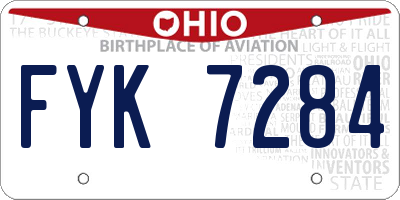 OH license plate FYK7284