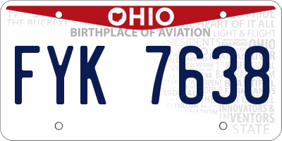 OH license plate FYK7638