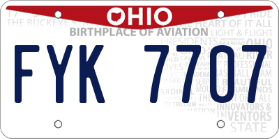 OH license plate FYK7707