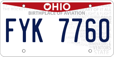 OH license plate FYK7760