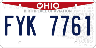 OH license plate FYK7761