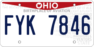 OH license plate FYK7846