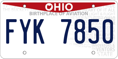 OH license plate FYK7850
