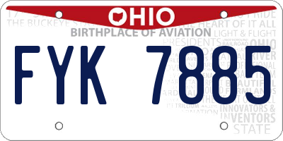 OH license plate FYK7885