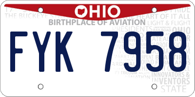 OH license plate FYK7958
