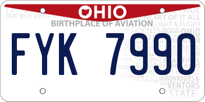 OH license plate FYK7990