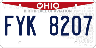 OH license plate FYK8207