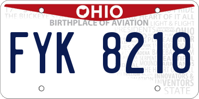 OH license plate FYK8218