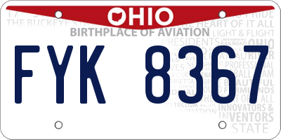OH license plate FYK8367