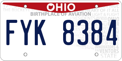 OH license plate FYK8384