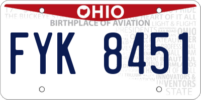 OH license plate FYK8451