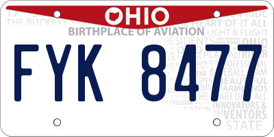 OH license plate FYK8477