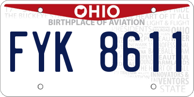 OH license plate FYK8611