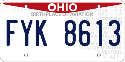 OH license plate FYK8613